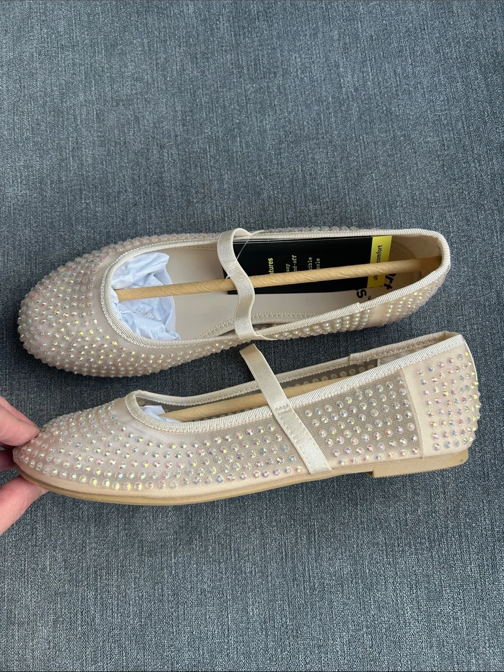art class Nude Crystal Embellished Mary Jane Ballet Flats